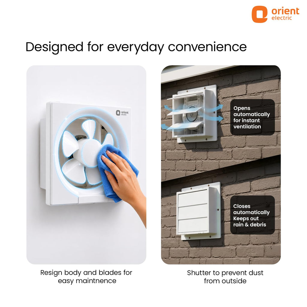 Orient Electric Ventilator DX 200mm Exhaust Fan for Kitchen & Bathroom | High Speed Ventilation Fan | Copper Motor, Aerodynamic Blades, Louver Shutters | 2 years Warranty by Orient | White