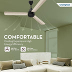 Crompton Energion Hyperjet-Boost 1200mm BLDC Ceiling Fan | Point Anywhere Remote | BEE 5 Star Rated Energy Efficient | Superior Air Delivery | Anti-Rust | 2 Year Manufacturer Warranty | Ivory Black
