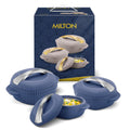 MILTON plastic Oyster Jr. Gift Set PU Insulated Casserole, Set of 3 (455 ml, 860 ml, 1275 ml), Royal Blue