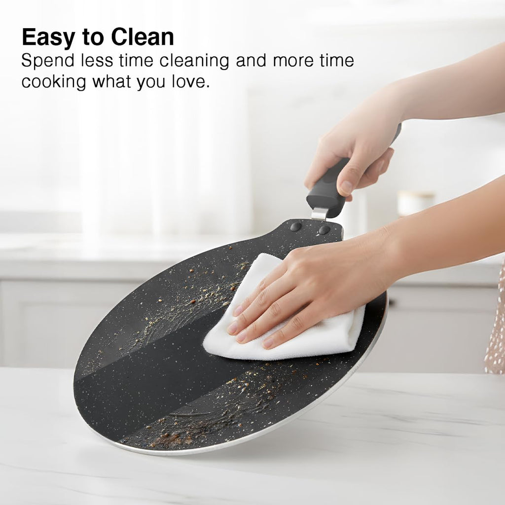 Prestige Omega Deluxe Granite Flat Dosa Tawa | Black | 28 cm |Non-Stick | Induction Base | Dishwasher Safe |