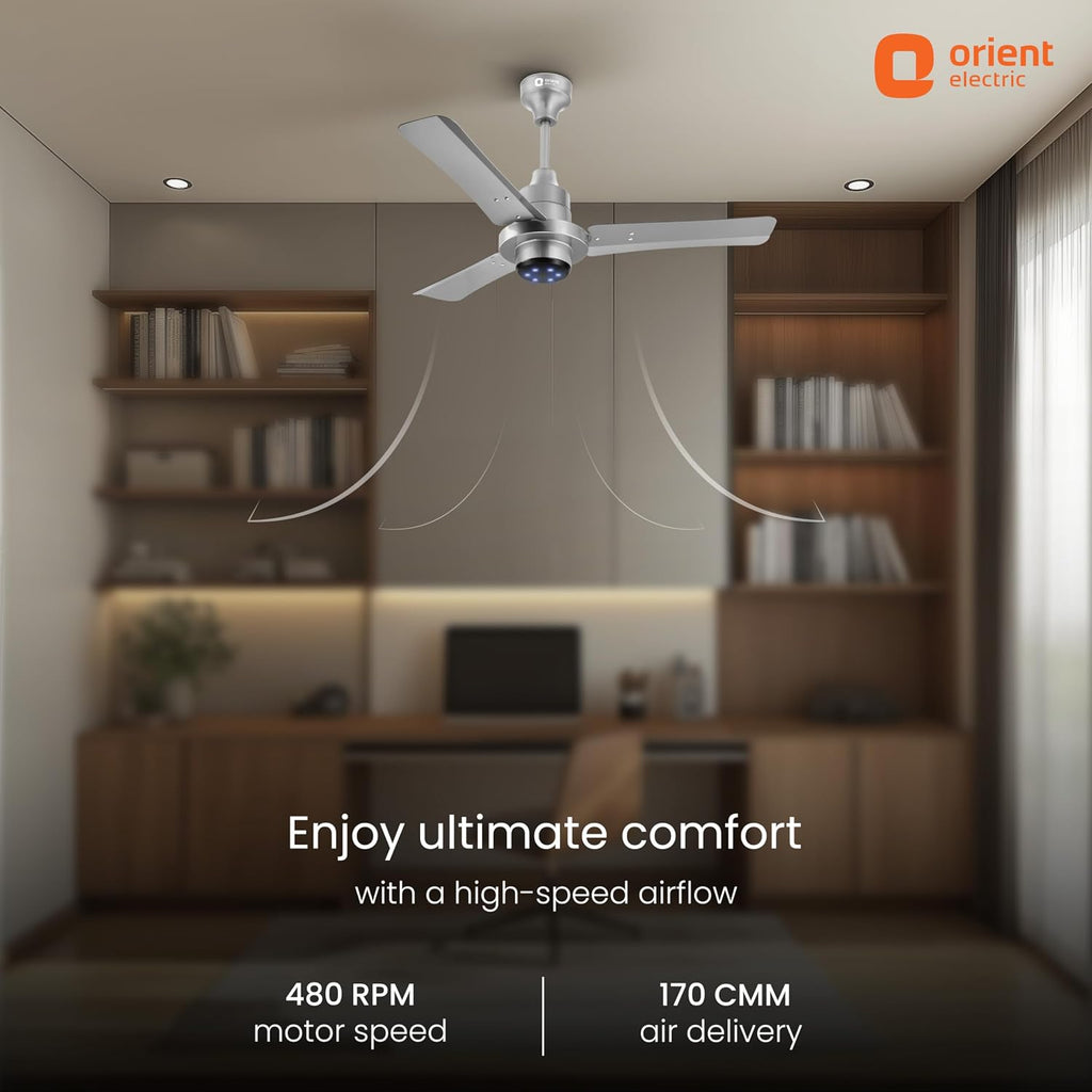 Orient Electric I Tome Pro 900 mm BLDC Ceiling Fan with Remote | BEE 5-star rated Energy Saving Fan | 3-year warranty by Orient | (Space Grey)