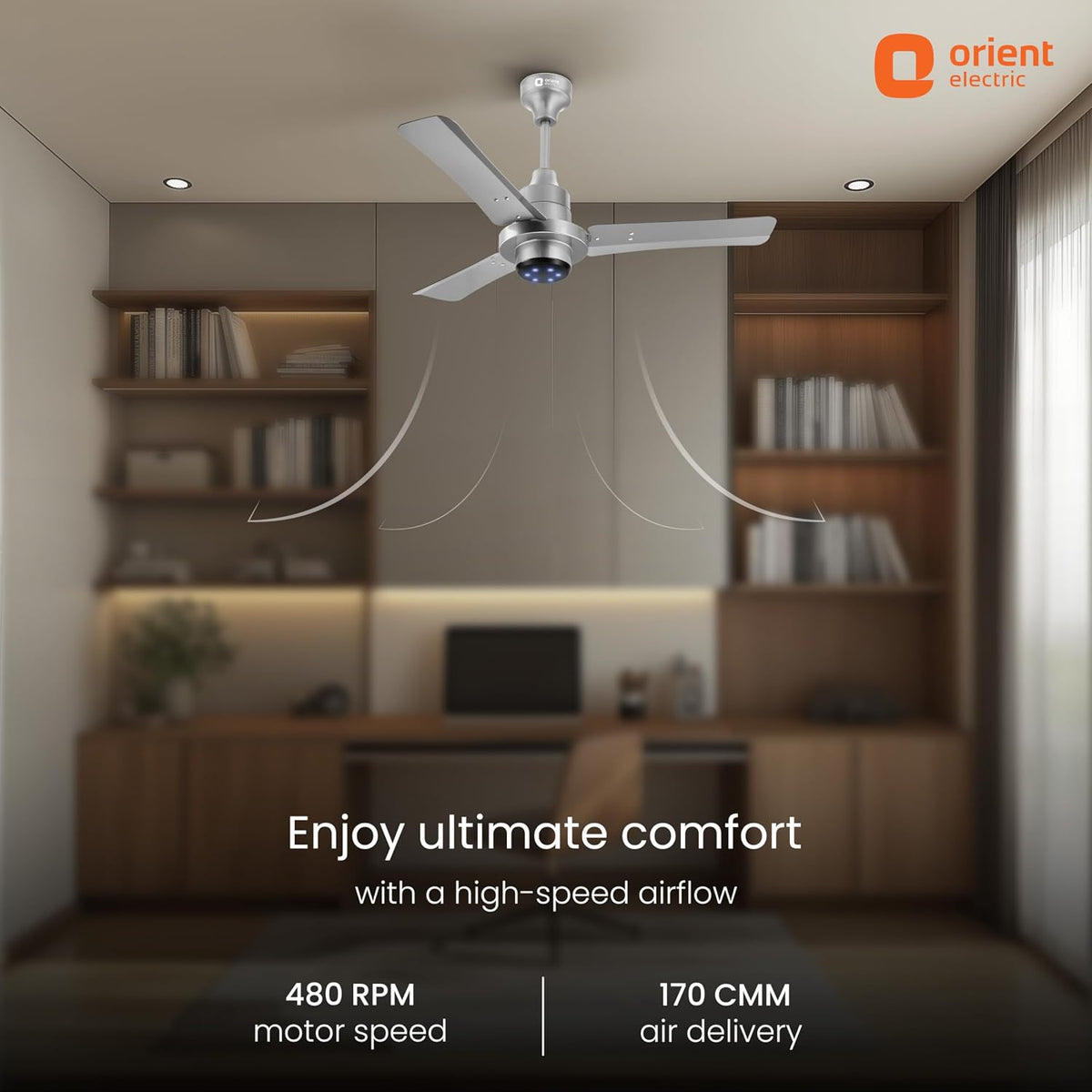 Orient Electric I Tome Pro 900 mm BLDC Ceiling Fan with Remote | BEE 5-star rated Energy Saving Fan | 3-year warranty by Orient | (Space Grey)