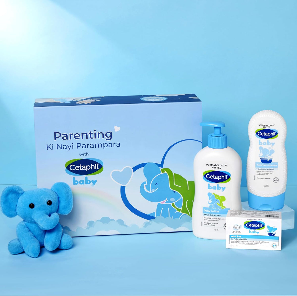 Cetaphil Baby Gift packs with Soft Toy | Essential Skincare Gift Set | Cetaphil Baby Gentle Wash & Shampoo (230 ml), Cetaphil Baby Daily Lotion (400 ml), Cetaphil Baby Mild Bar (75 gms) with Soft toy