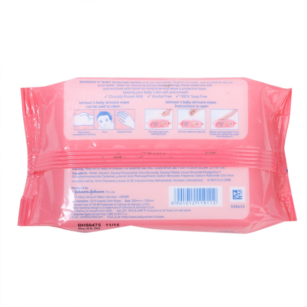 Johnson's Baby Wipes - Soft Care, 20 Pieces Pack