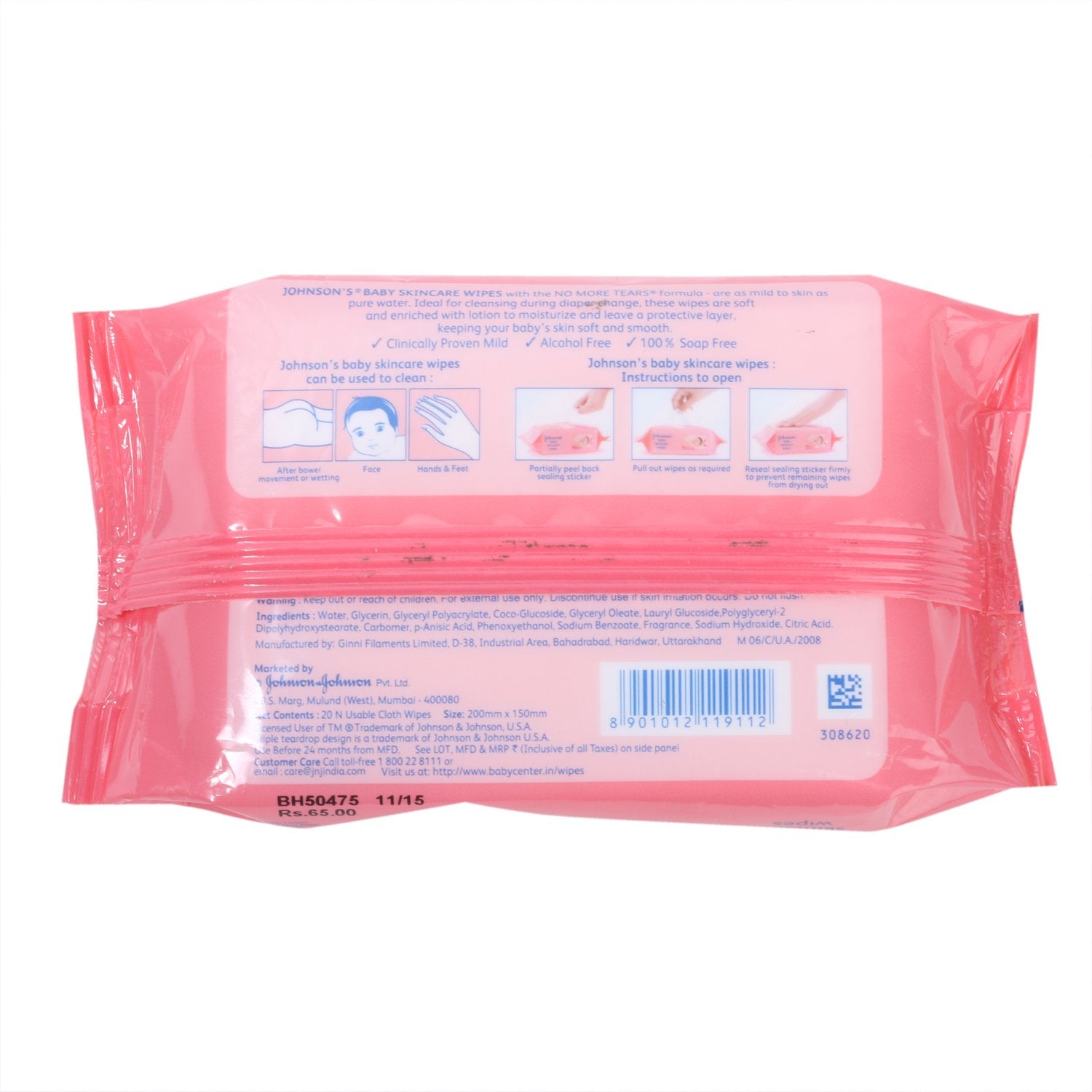 Johnson's Baby Wipes - Soft Care, 20 Pieces Pack