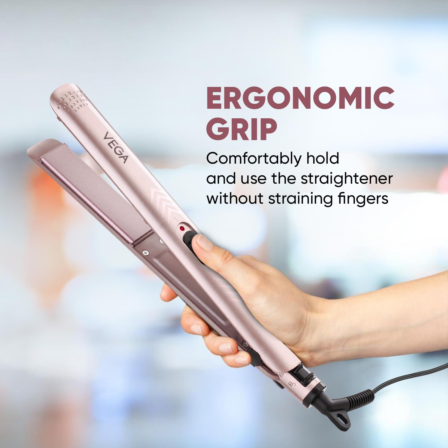 Vega K Shine Hair Straightener for Women with Keratin Infused Plates to Minimise Hair Damage