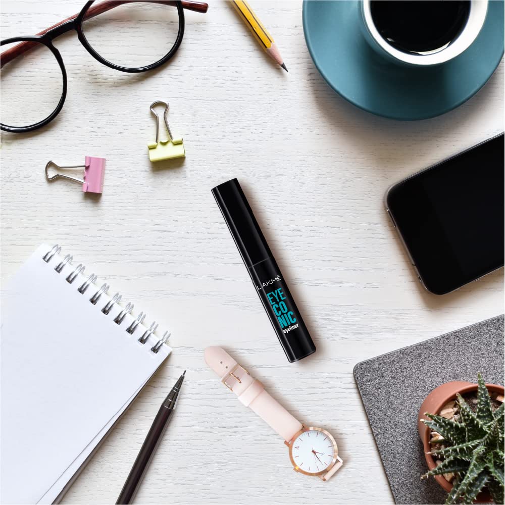 LAKMÉ Eyeconic Liquid Eye Liner, Black, Long Lasting Matte Waterproof Liner - Smudge Proof, Transfer Proof Eye Makeup for 24 hrs, 4.5 ml (Pack of 2)