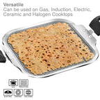 Hawkins 26 cm Triply with Shielded Nonstick Square Tava | Induction & Gas Compatible | Metal Spatula Safe, Durable Nonstick | | Silver (NSST26)