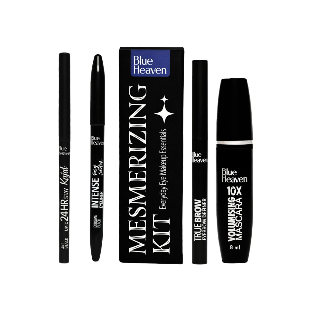 Blue Heaven Mesmerising Eye Kit Combo Pack of 4 | Kajal, Mascara, Eyeliner & Brow Definer |Long lasting, Smudge proof & Waterproof, Matte Finish for...