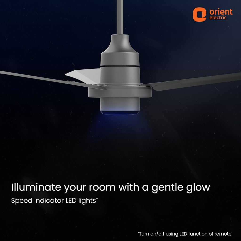 Orient Electric I Tome Pro 900 mm BLDC Ceiling Fan with Remote | BEE 5-star rated Energy Saving Fan | 3-year warranty by Orient | (Space Grey)