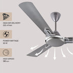 USHA Striker One 1200mm | BEE Star Rated |High Speed Decorative Ceiling Fan | 2 Year Warranty | (Spanish Green) Pack of 1