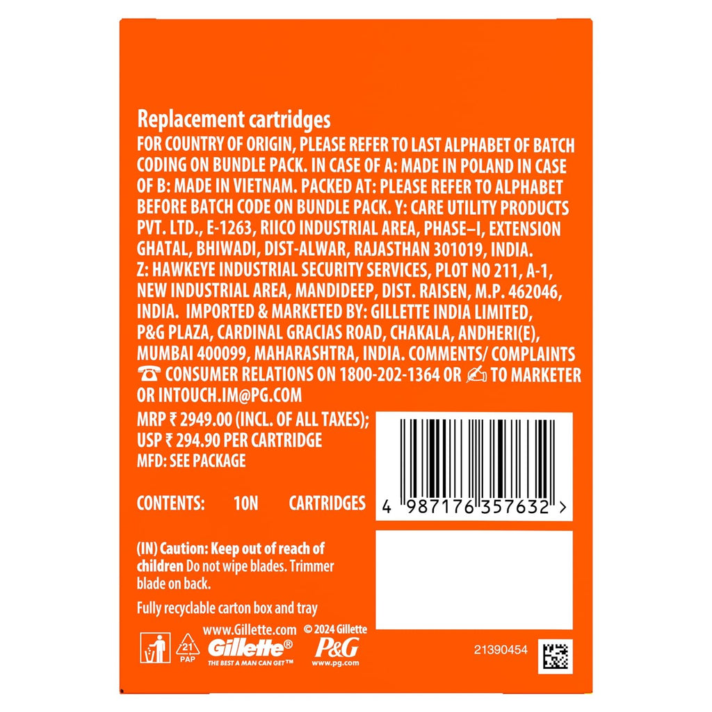 Gillette Fusion 5, Shaving Razor Blades For Men | 10 Cartridge, Super Value Pack | 10 Cartridges Last Up-To 200 Shaves | For Your Perfect Shave And Perfect...