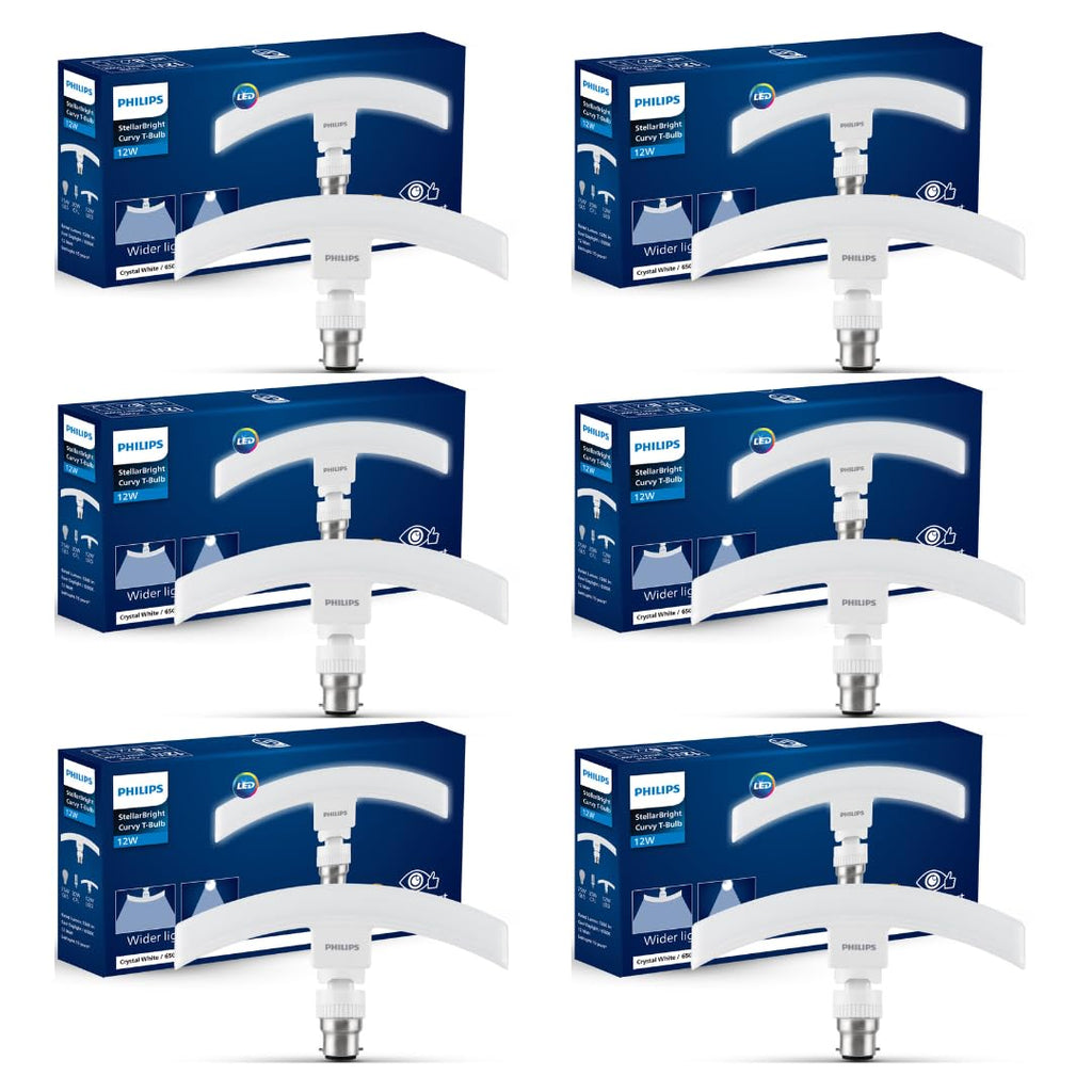 Philips Stellar Bright 12W B22 Curvy LED T-Bulb,1260lm,Cool Daylight, Pack of 6