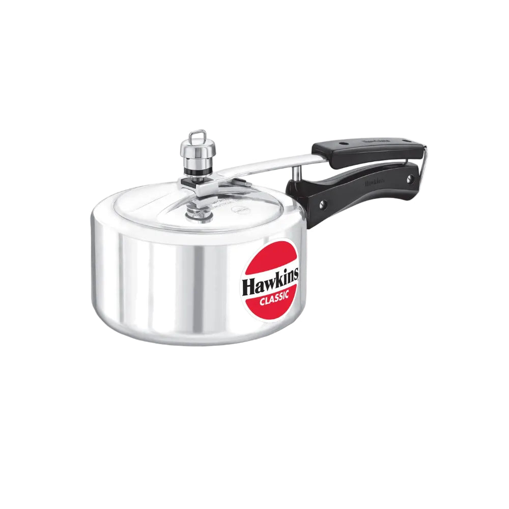 Hawkins Classic 2 Litre Pressure Cooker | Straight Body | Gas Compatible | Ideal for 2–3 persons | ISI Certified | 5 Year Guarantee | Silver (CL20)