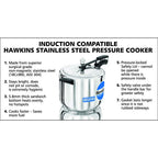 Hawkins Stainless Steel 10L Inner Lid Pressure Cooker Induction Compatible, 10 Liter (HSS10)
