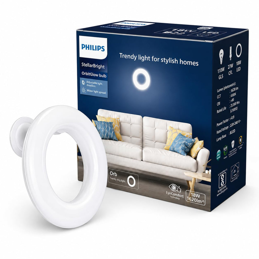 PHILIPS 18W B22 LED O - Bulb | OrbitGlow O Shape Bulb For Home, Office & Commercial Spaces | Colour : Cool Day Light, Pack of 1