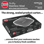 Hawkins 26 cm Triply with Shielded Nonstick Square Tava | Induction & Gas Compatible | Metal Spatula Safe, Durable Nonstick | | Silver (NSST26)