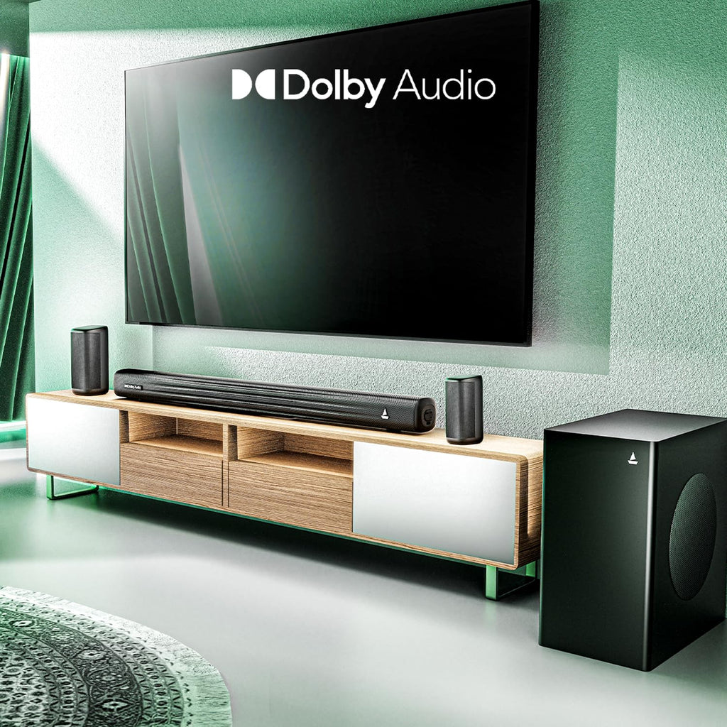 boAt Aavante Prime 5.1 5050D, Dolby Audio, 500W, 5.1CH, Wireless Satellites & Subwoofer, Free Installation & Video Demo, Bluetooth Sound bar, Home Theatre Soundbar Speaker (Premium Black)