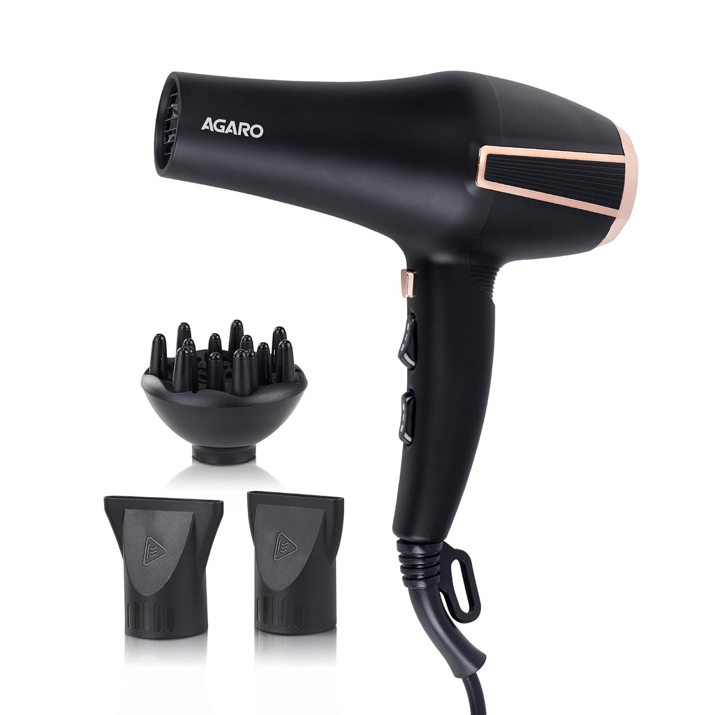 AGARO HD1128 Professional Hair Dryer, 2800 Watts, AC Motor, Concentrator Nozzle, Diffuser, Hot & Cold Air, 2 Speed & 3 Temperature Settings with...
