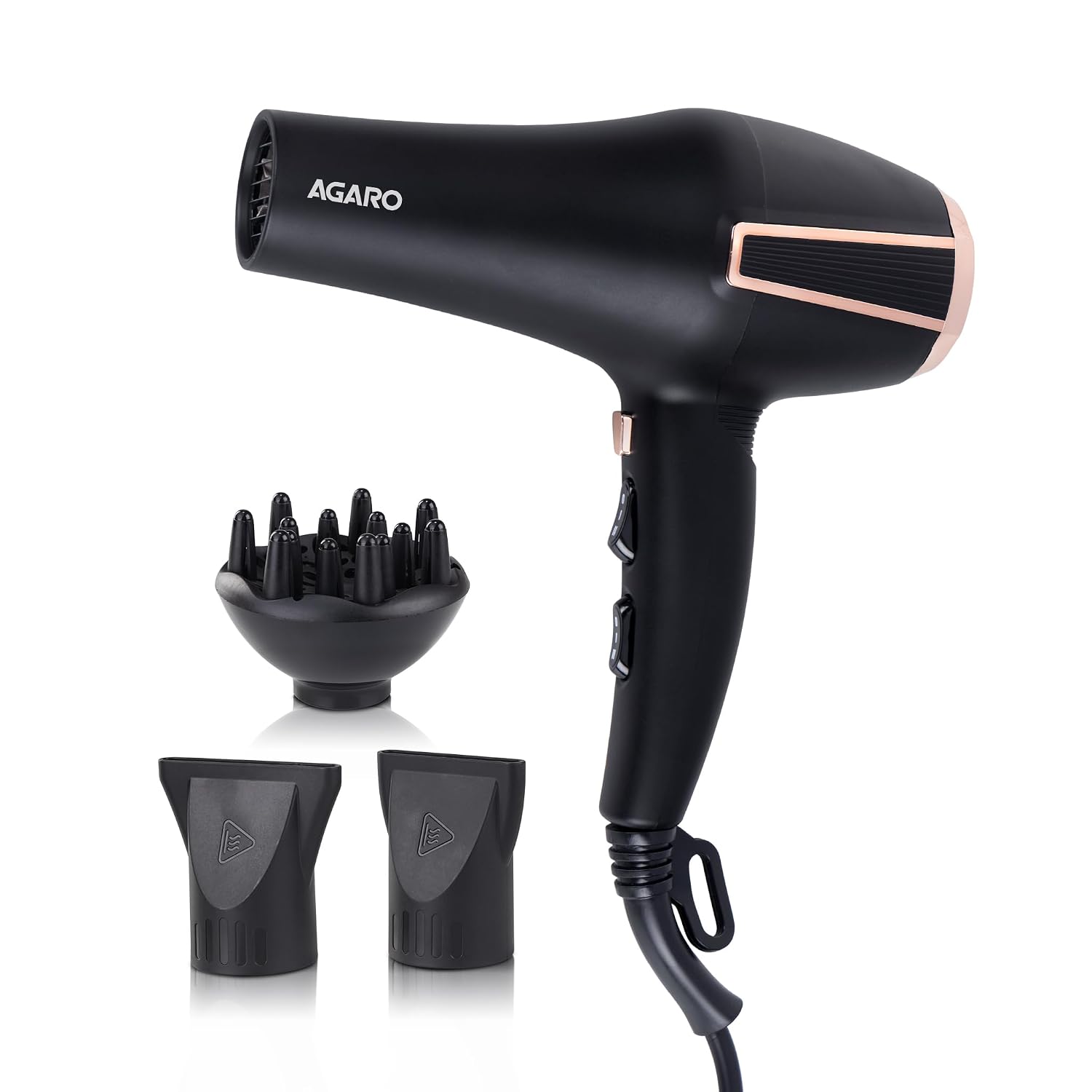 AGARO HD1128 Professional Hair Dryer, 2800 Watts, AC Motor, Concentrator Nozzle, Diffuser, Hot & Cold Air, 2 Speed & 3 Temperature Settings with...