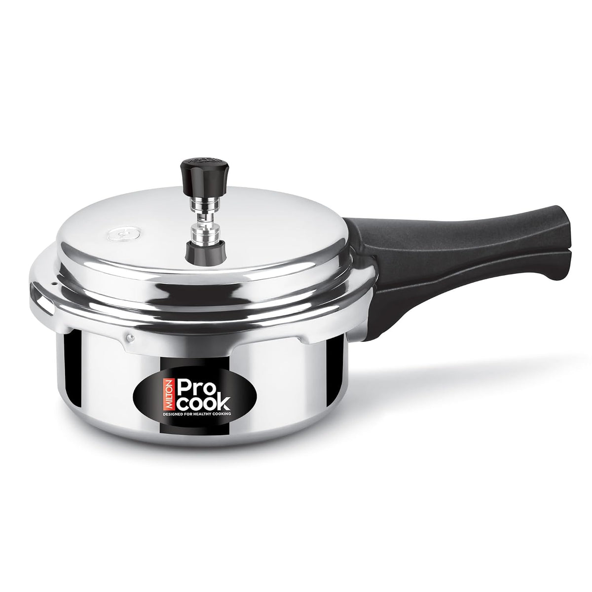 Milton Procook 2L Aluminium Pressure Cooker with Outer Lid, Non-Induction Base, Silver Finish, Durable and Efficient Cooking Solution for Everyday Meals, ISI Certified, 5 Years Warranty