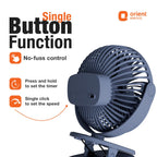 Orient Electric Orbis Rechargeable Personal Fan | 360° Rotation | 1800 mAh Battery | 4 Speed Modes with Timer | Quiet Operation | USB Type-C Charging | Clip-On Mini Fan | Dusk Blue
