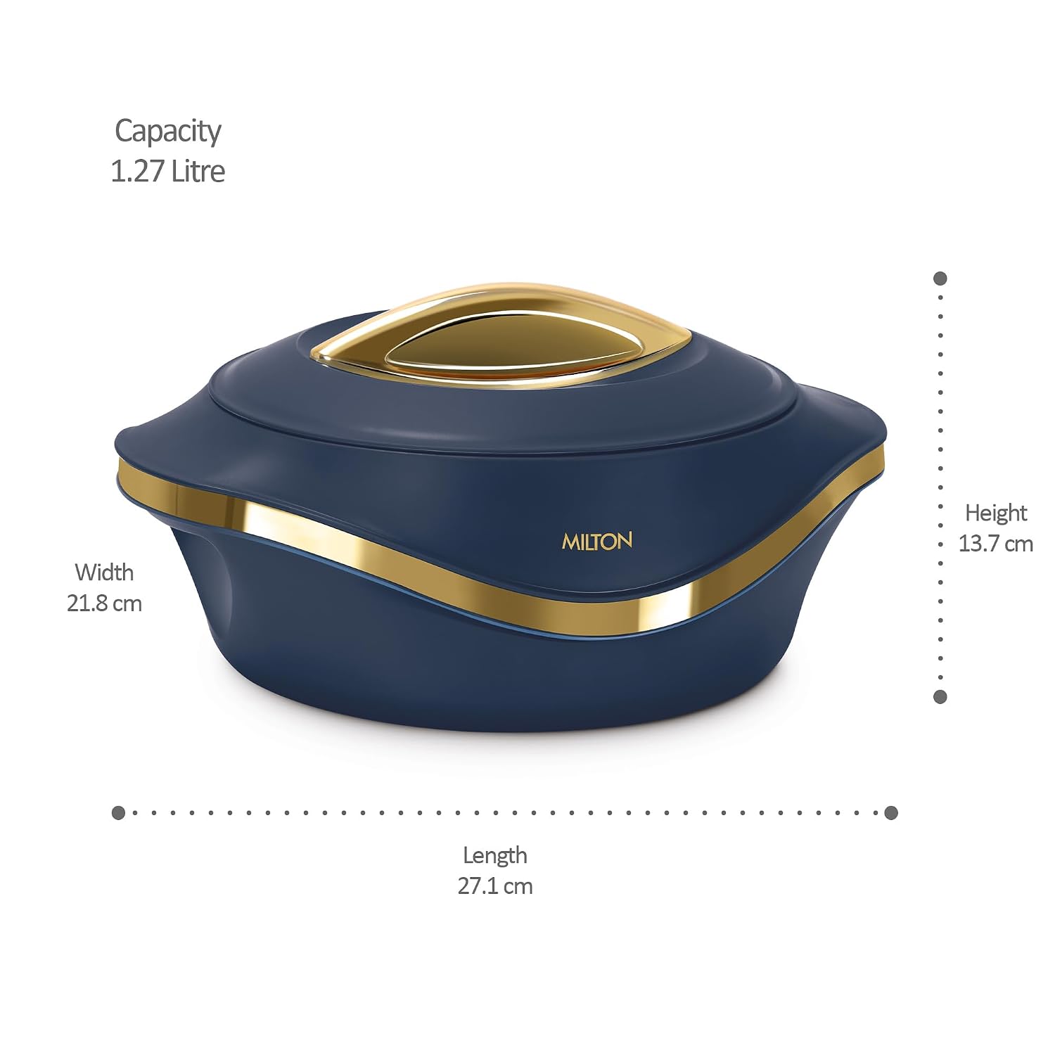 MILTON Pearl 1500 Inner Stainless Steel Casserole, 1.27 litres, Blue