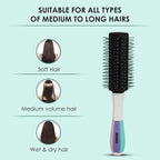 AGARO Classic Round Hair Brush with Strong & flexible boar bristles having Anti static ball tips