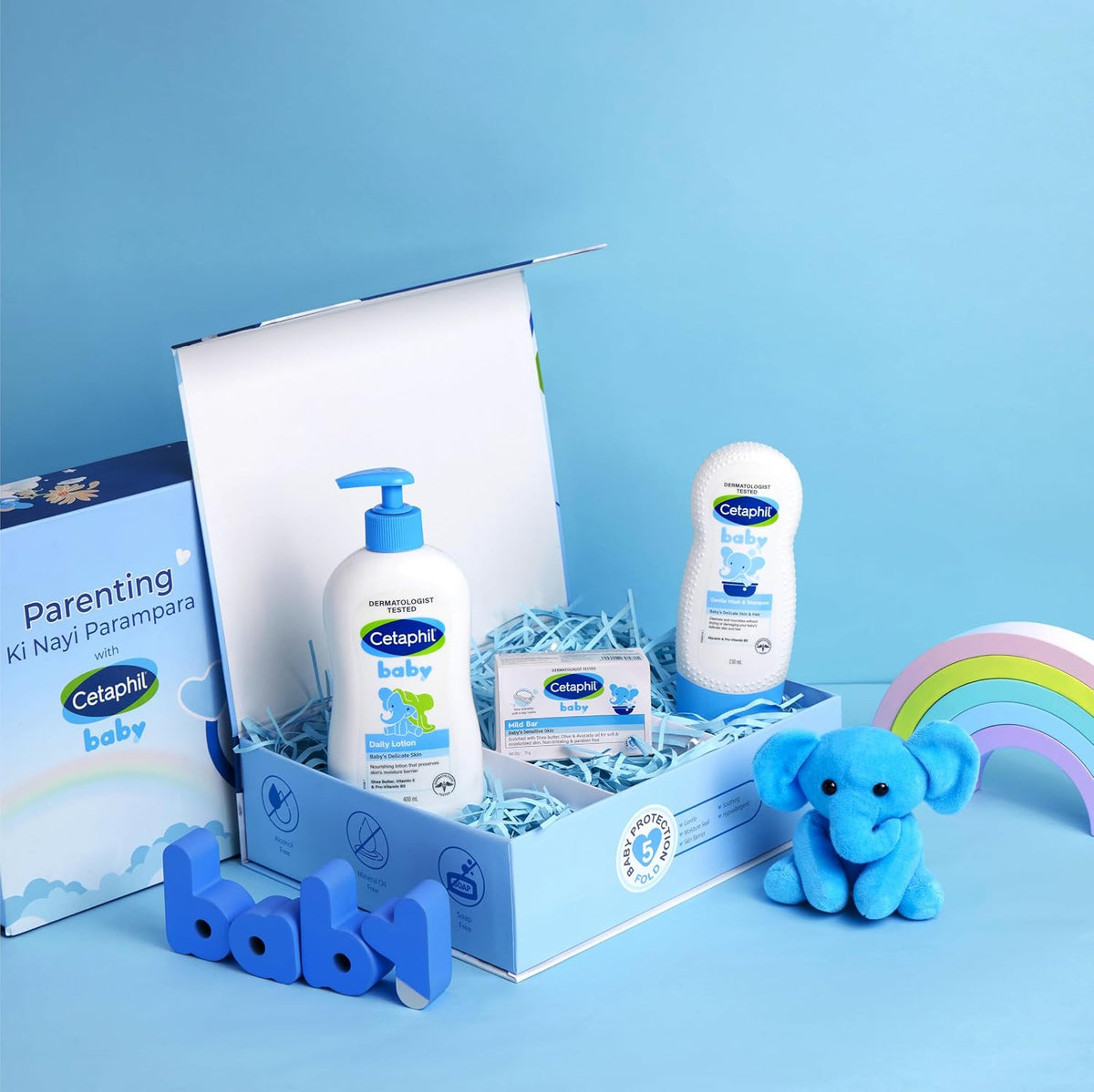 Cetaphil Baby Gift packs with Soft Toy | Essential Skincare Gift Set | Cetaphil Baby Gentle Wash & Shampoo (230 ml), Cetaphil Baby Daily Lotion (400 ml), Cetaphil Baby Mild Bar (75 gms) with Soft toy