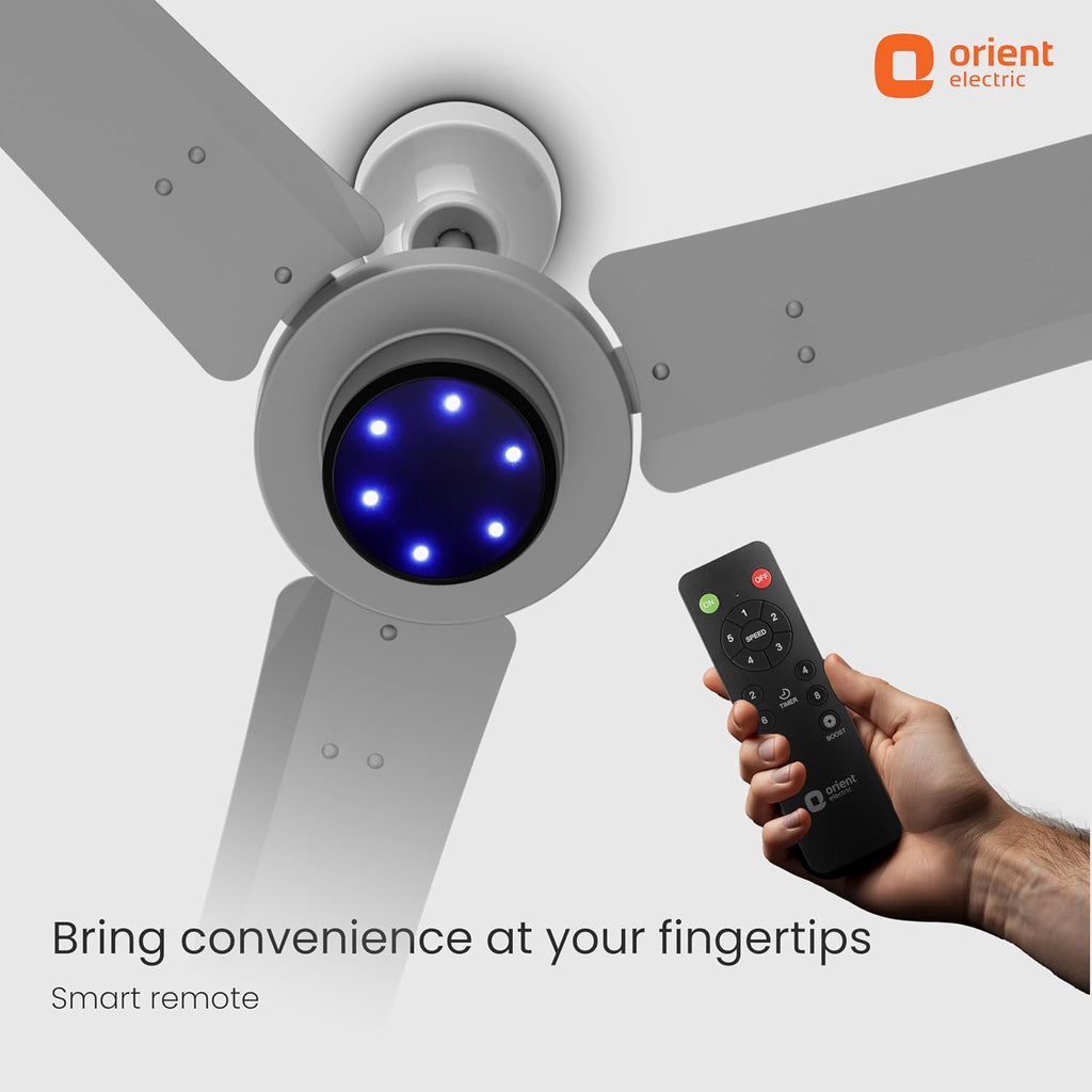 Orient Electric I Tome Pro 900 mm BLDC Ceiling Fan with Remote | BEE 5-star rated Energy Saving Fan | 3-year warranty by Orient | (Space Grey)