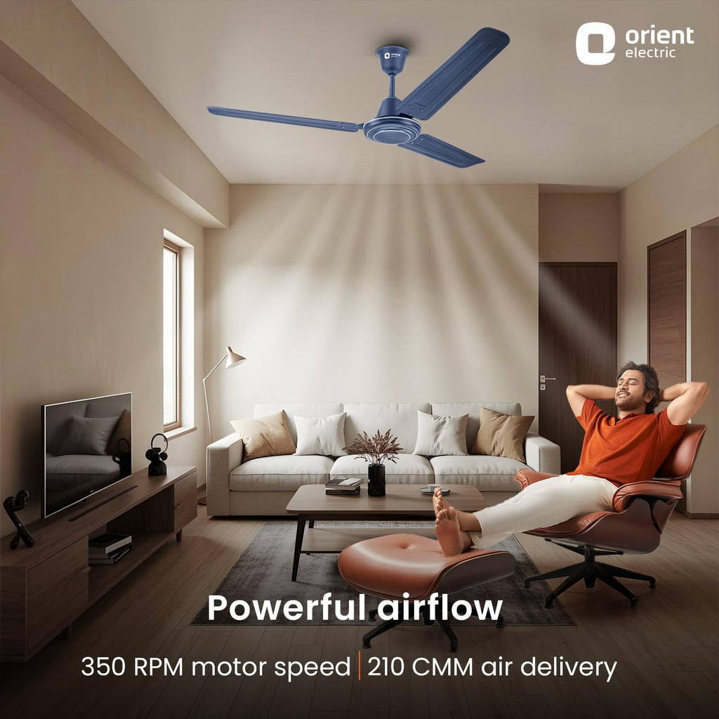 Orient Electric Apex-FX 1200mm Ceiling Fan for Home| BEE 1 Star Rated Energy Efficient Fan| Rust Resistant | Strong and Powerful Motor | 2 Years Warranty by Orient | Blue - Pack of 1