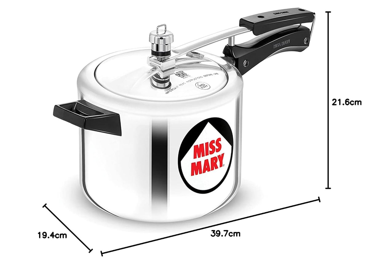 Hawkins Aluminium 4 Litre Miss Mary Pressure Cooker, Inner Lid Cooker, Silver (Mm40)