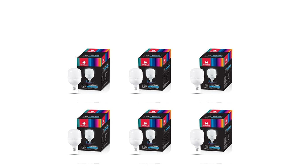 Havells 50W High Wattage Led Bulb | High CRI & High Efficiency | Energy Efficient | Mercury-Free | 4KV Surge Protection | 100 Lumens Per Watt |Cool Day Light (6500K) B22D (Pack Of 6)