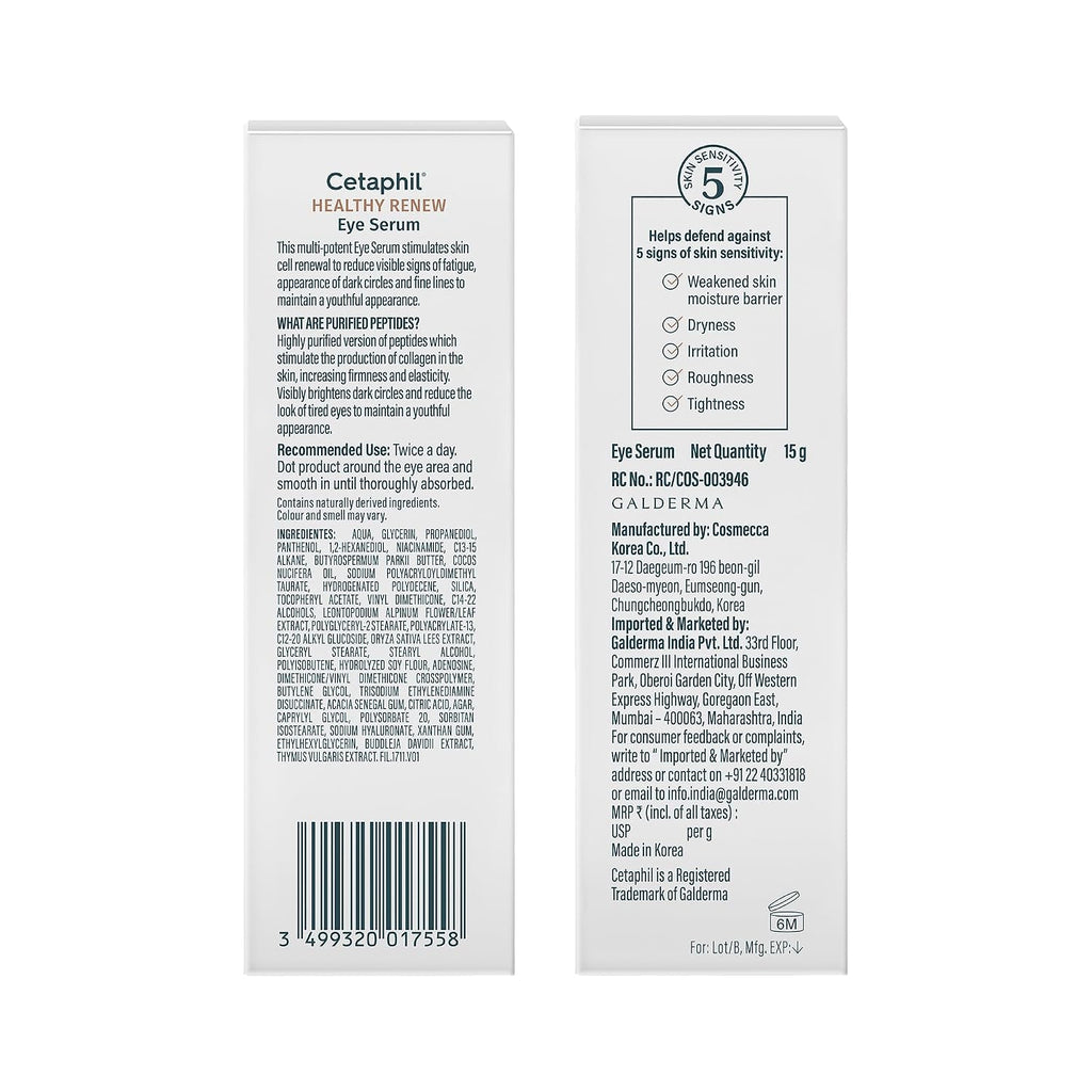 Cetaphil Healthy Renew Anti-Ageing Eye Serum 15 g | Lightweight Gel for Dark Circles, Fine Lines & Puffiness, Hydrating Eye Treatment