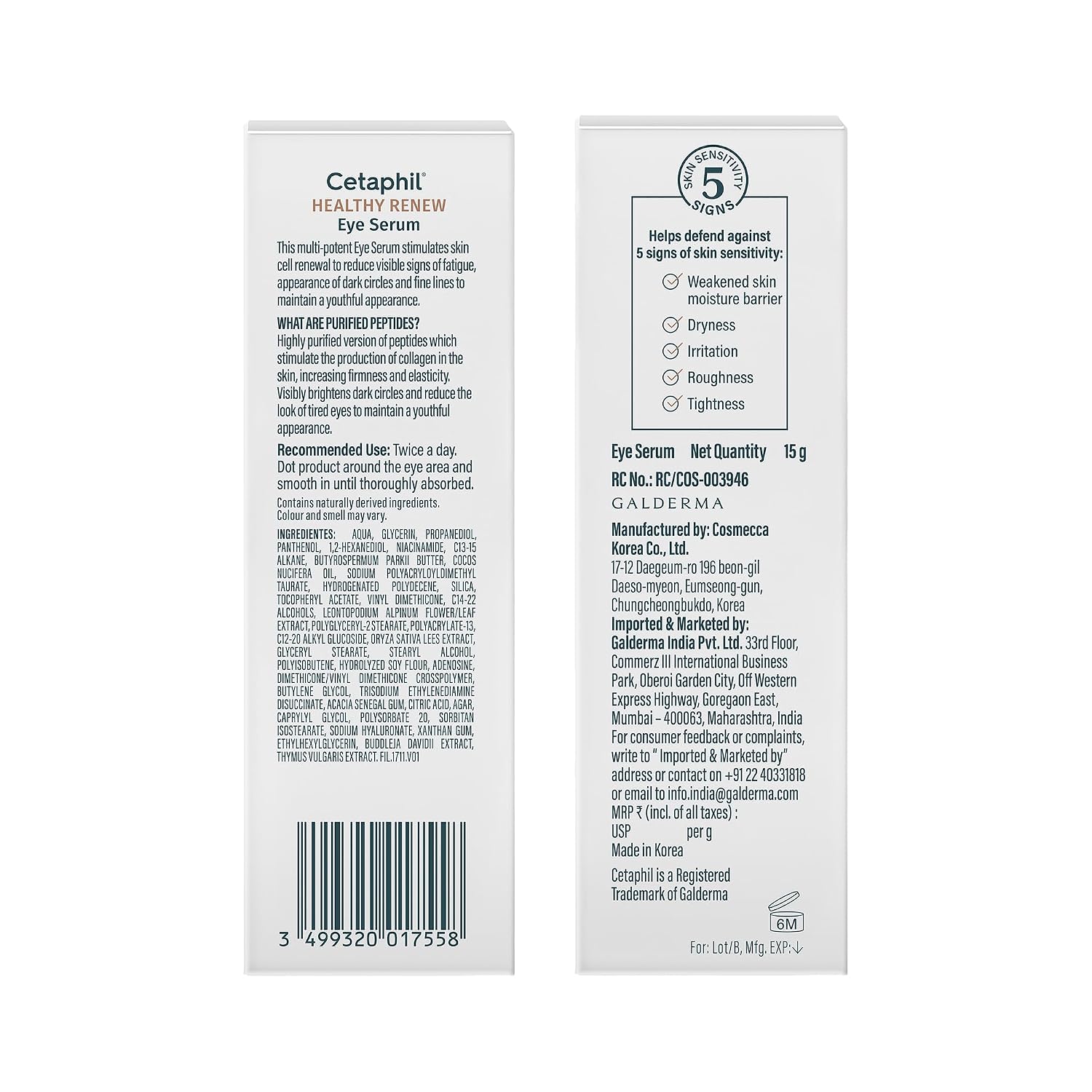 Cetaphil Healthy Renew Anti-Ageing Eye Serum 15 g | Lightweight Gel for Dark Circles, Fine Lines & Puffiness, Hydrating Eye Treatment
