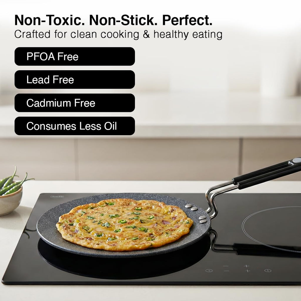 Prestige Durastone Hard Anodised Non-Stick Omni tawa(26.5 cm)|6 Layers Extra Durable Stone Coating|