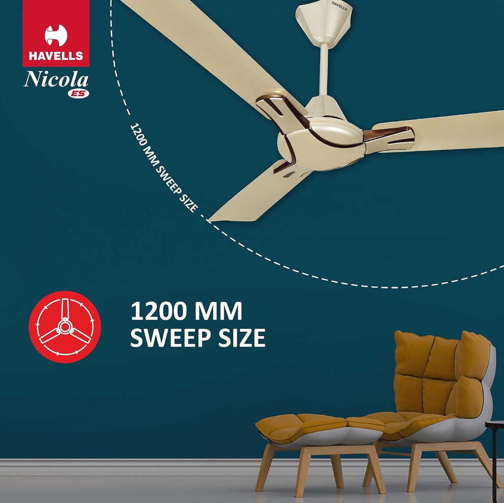 Havells 1200Mm Nicola Energy Saving Ceiling Fan (Gold Mist Copper, Pack Of 1) 2 Stars
