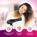AGARO HD1128 Professional Hair Dryer, 2800 Watts, AC Motor, Concentrator Nozzle, Diffuser, Hot & Cold Air, 2 Speed & 3 Temperature Settings with...