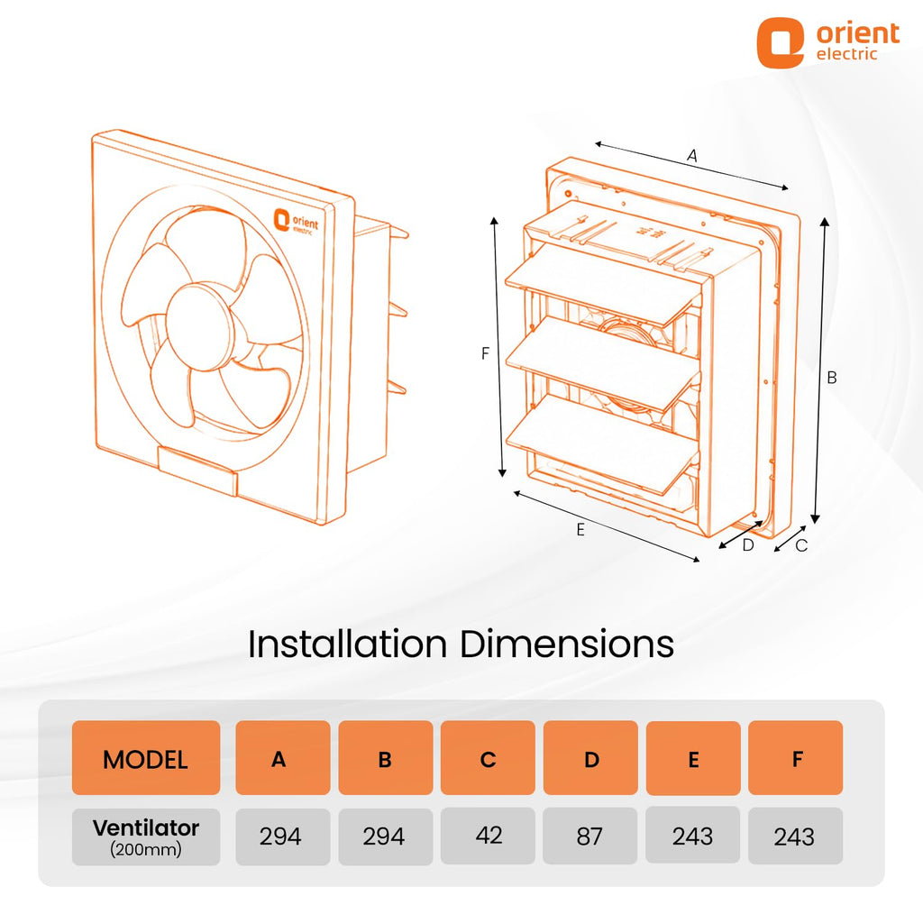Orient Electric Ventilator DX 200mm Exhaust Fan for Kitchen & Bathroom | High Speed Ventilation Fan | Copper Motor, Aerodynamic Blades, Louver Shutters | 2 years Warranty by Orient | White
