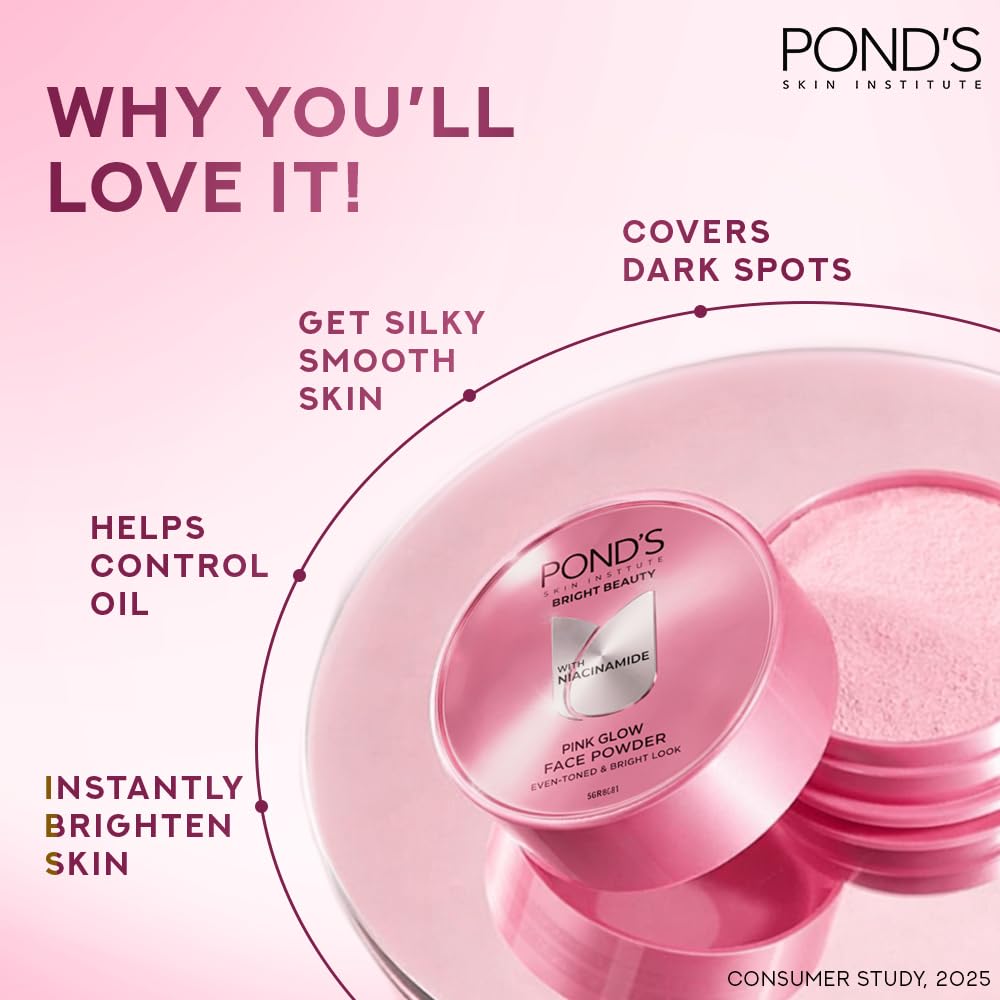 POND'S Natural Glow Face Powder, Pink Glow, 30g