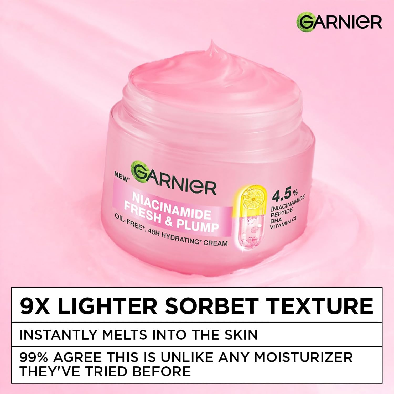 Garnier Fresh & Plump Niacinamide Sorbet Gel Face Moisturizer Cream, 90g