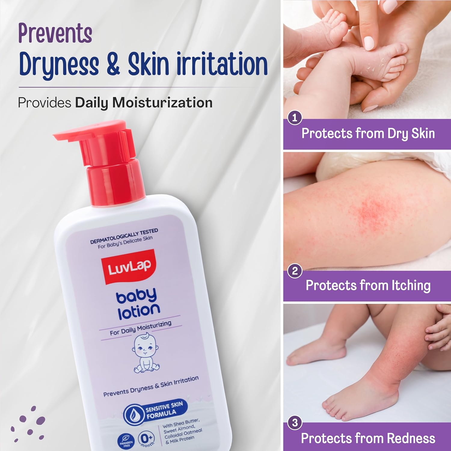 LuvLap Baby Lotion with Milk Protein - 400ml