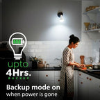 PHILIPS 12W Emergency Bulb | Rechargeable Emergency Bulb for Power Cuts | Backup : 4hrs, Crystal White, Pack of 1, b22d, LED