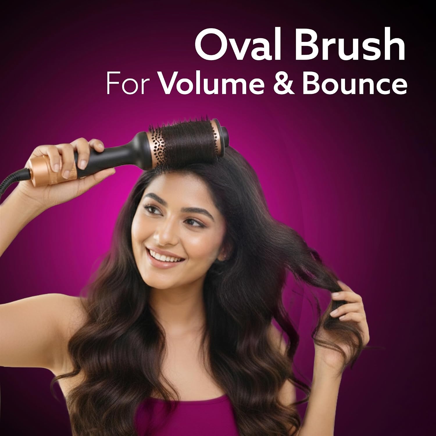 AGARO Hot Air Brush for Hair, Blow Dryer Brush, Volumizer & Styler, 360° Air flow Vent, Oval Barrel for Hair Volume, Charcoal Bristles, Ceramic Coating...