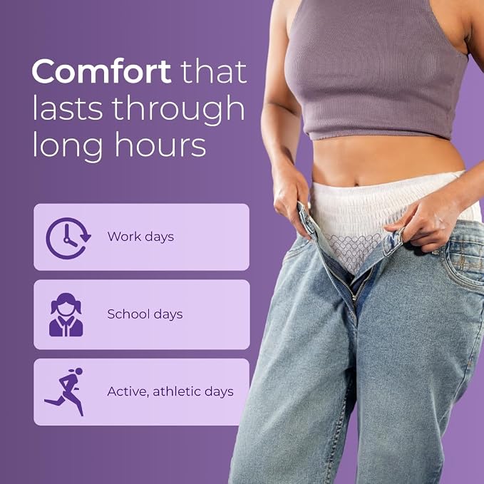 Nua Comfort Period Panties (L-XL) | Pack of 5 | Disposable | 360° Coverage | Zero Irritation | 4X Comfort | for Heavy Flow | No rashes | Leakproof | Seamless | 100% Toxic-Free White