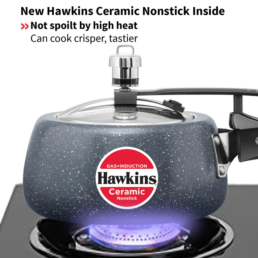 Hawkins 3 Litre Ceramic Nonstick Pressure Cooker, Induction Inner Lid Cooker, Blue (ICC30)