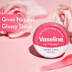 Vaseline Lip Tins Rosy Lips, 17 g | Provides Hydration, Sheer Pink Tint & Glossy Shine (Pack of 2)