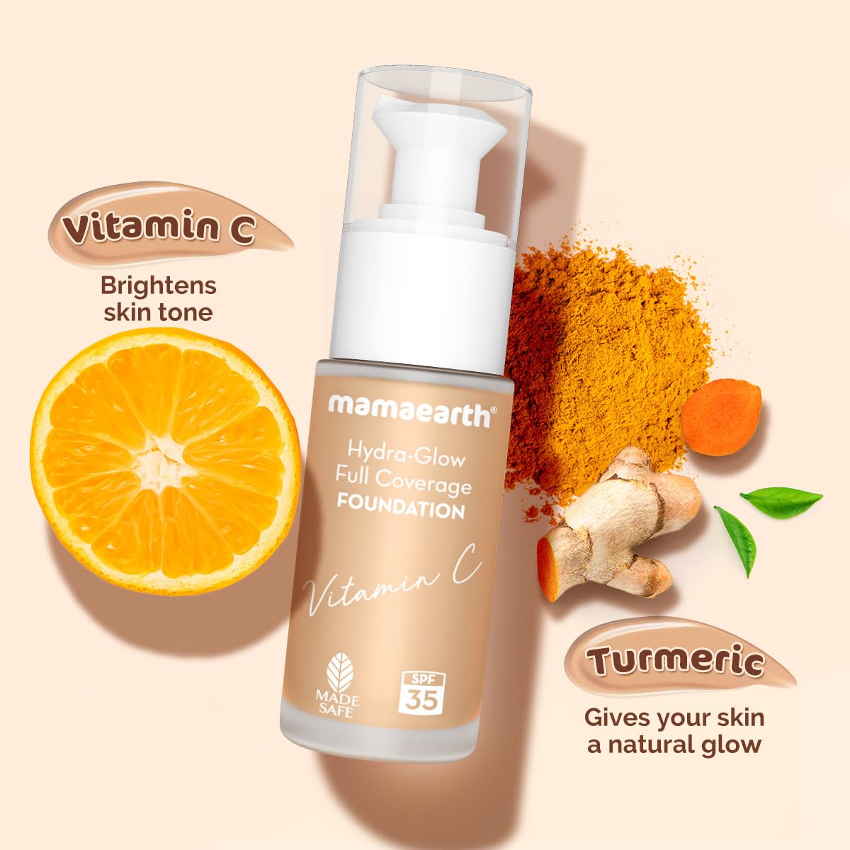 Mamaearth Hydra-Glow Full Coverage Dewy Finish Liquid Foundation With Vitamin C & Turmeric- 30 Ml