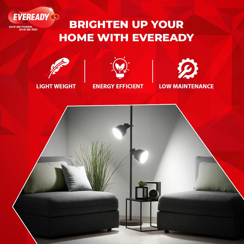 EVEREADY 5W LED Light Bulb, Long Life & Low Maintenance | Mercury-Free, High Efficiency & Glare-Free Light, 100 Lumens Per Watt, Cool Day Light...