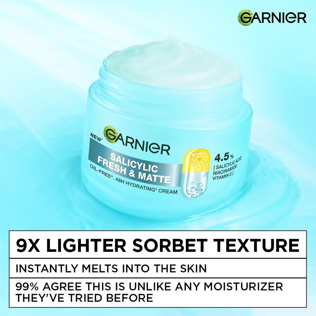 Garnier Fresh & Matte Salicylic Acid Sorbet Gel Face Moisturizer, 45g